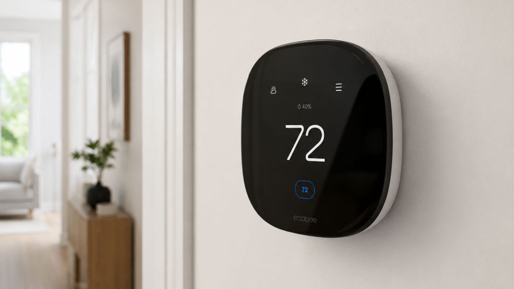 Photo of installed Ecobee Smart Thermostat
