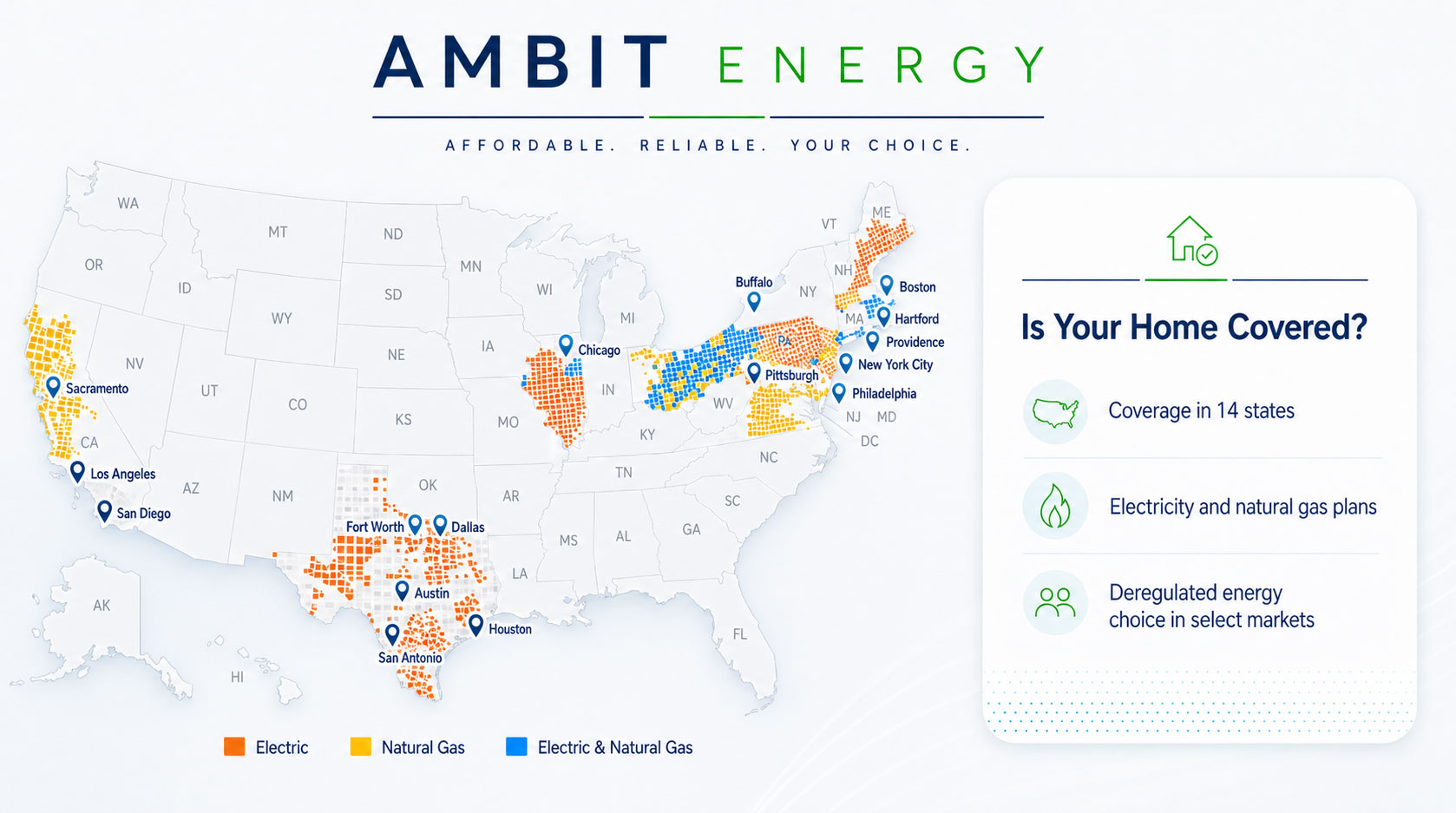 Map of Ambit Energy Service Area
