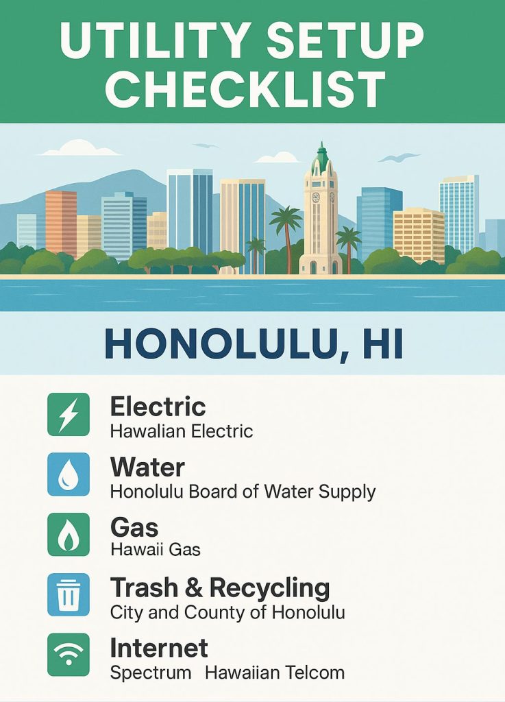 Honolulu Moving Utility Checklist