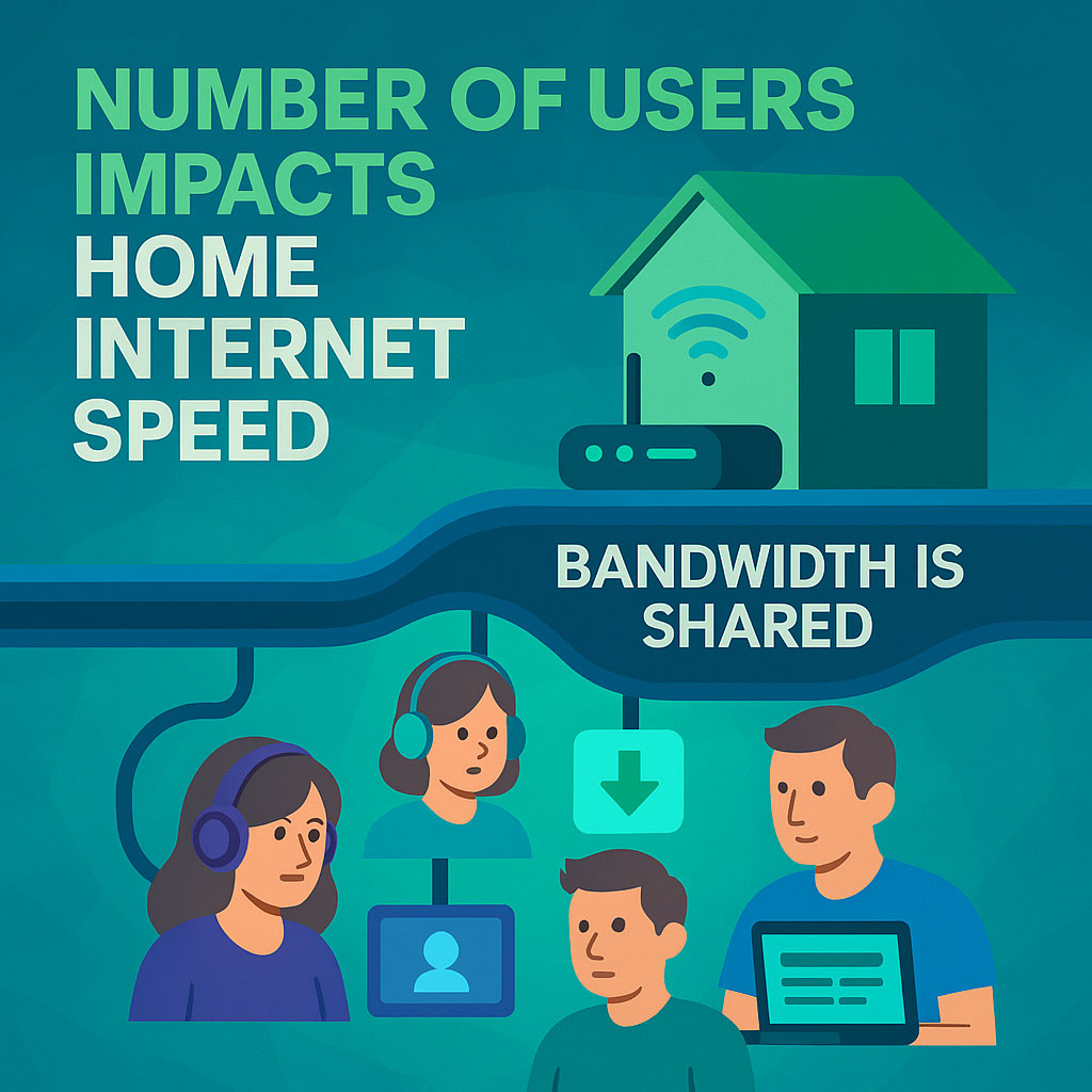 The number of users in your home impacts your home's internet speed. Bandwidth is shared between all users and devices.
