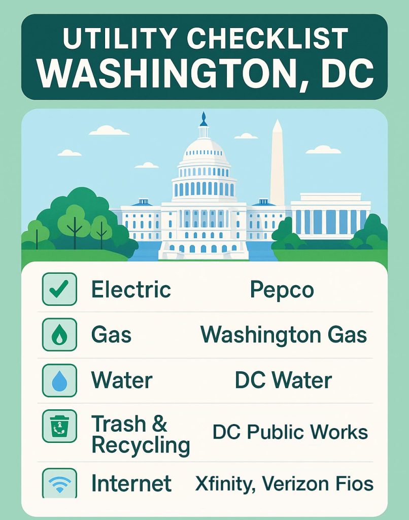 Washington, DC Utility Checklist for Movers