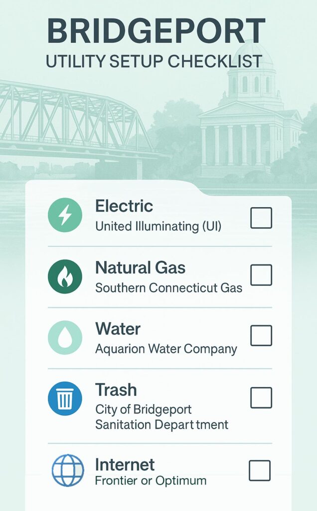 Bridgeport Utility Checklist for Moving to a new Home