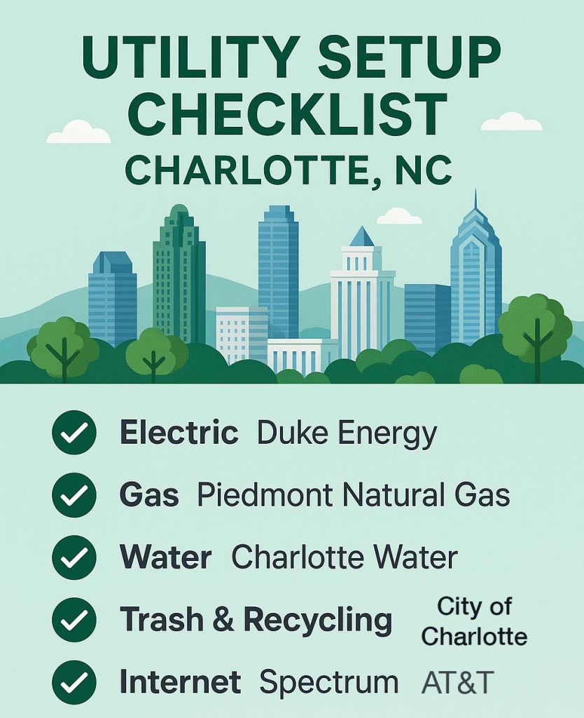 Utility Checklist for Setting up a new home in Charlotte