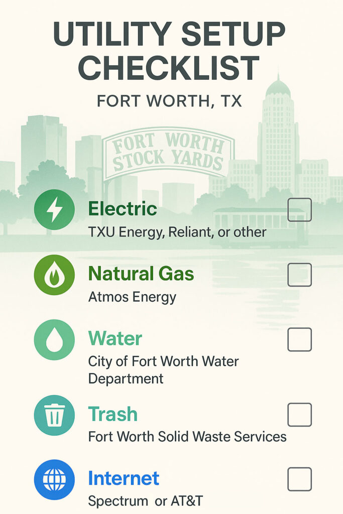 Fort Worth Utility Checklist for Movers