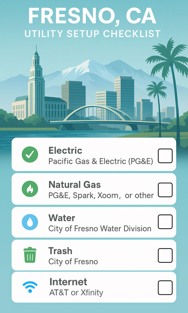 Utility setup checklist for moving to Fresno