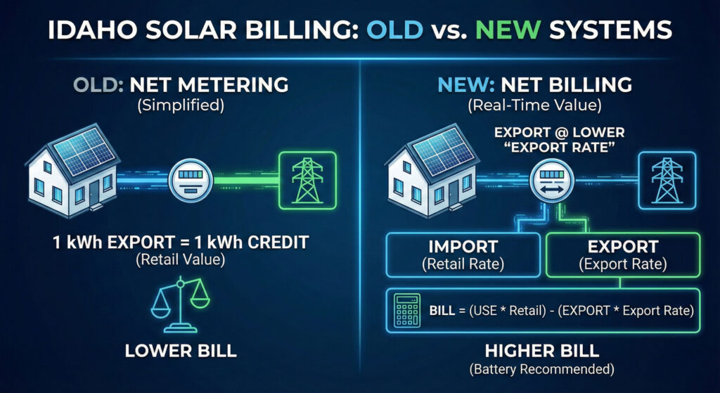 Idaho solar billing old vs new system comparison