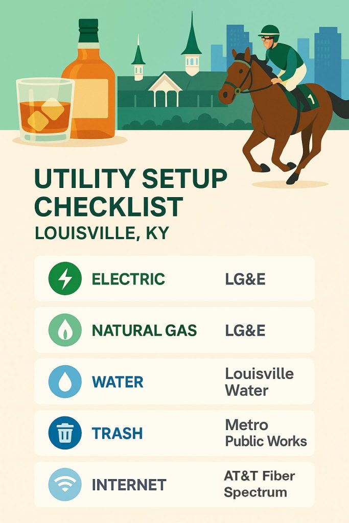 Louisville, KY utility set up checklist for moving to a new home