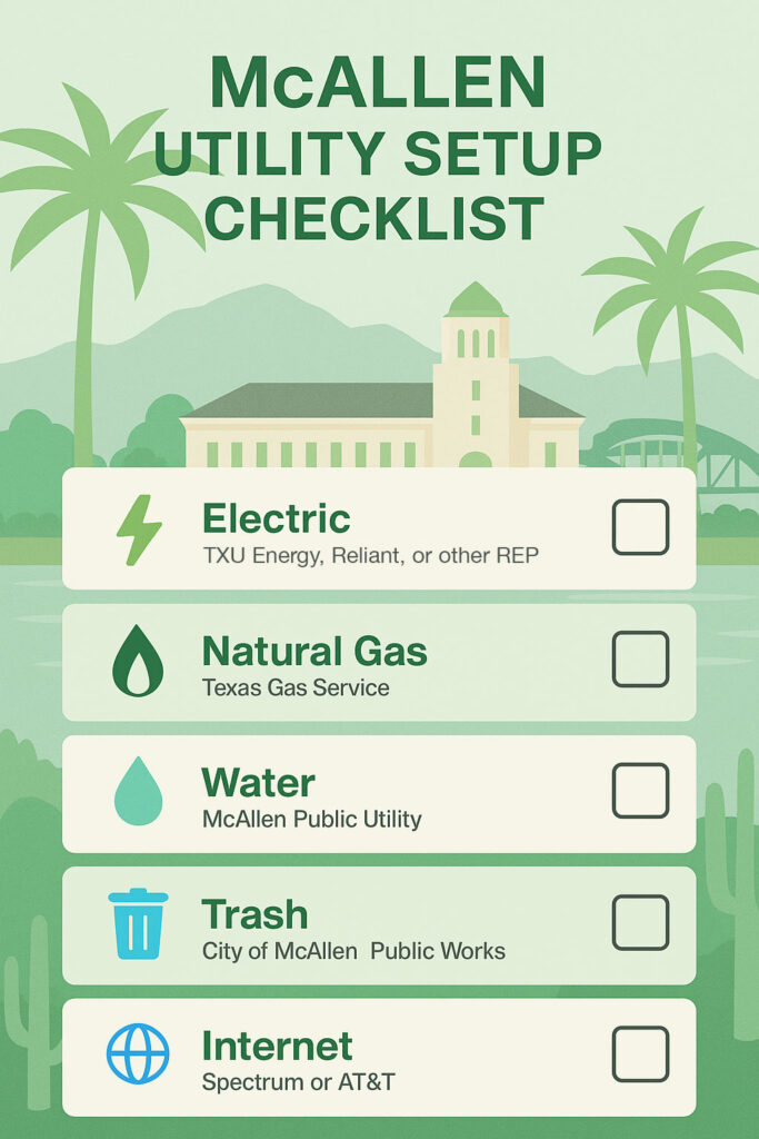 Utility checklist for moving in McAllen