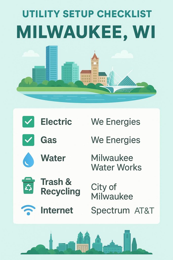 Checklist for setting up utilities in Milwaukee
