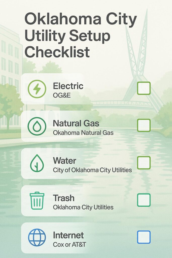 Oklahoma City Utility Checklist for Moving to a New Home