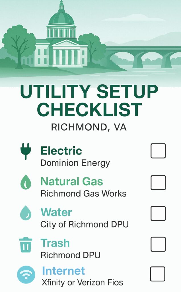 Utility Checklist for Moving to Richmond, VA