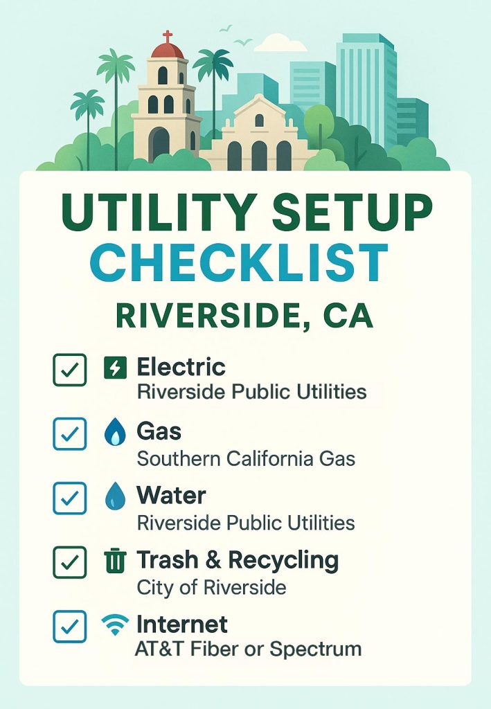 Riverside Utility Checklist for setting up a new home