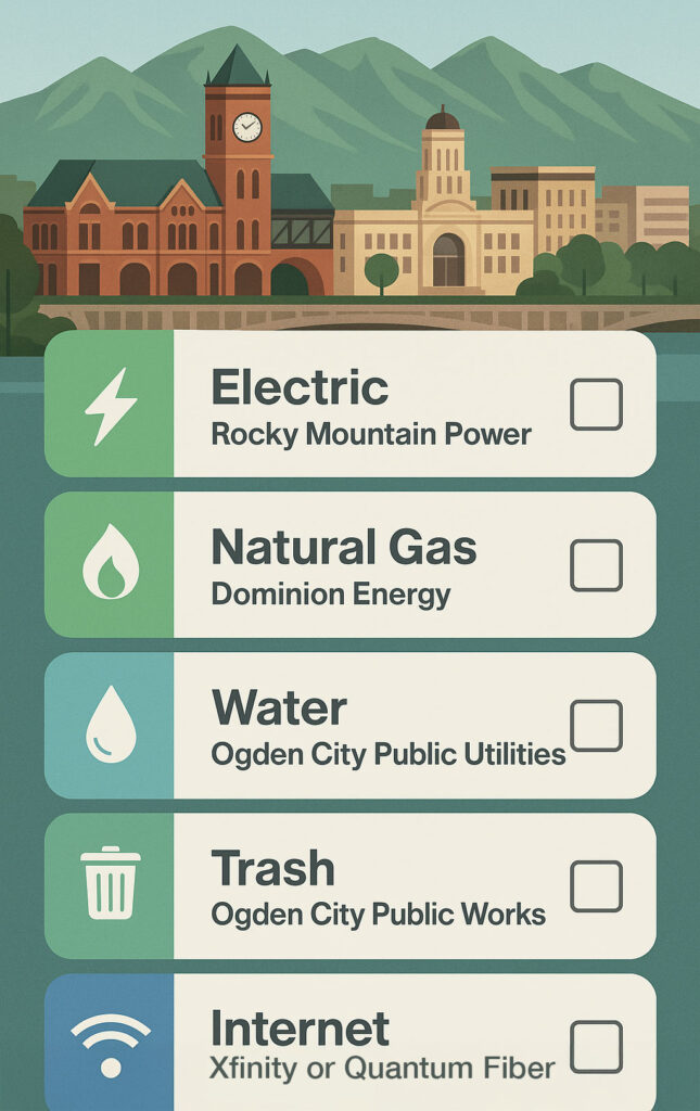 Utility checklist for moving in Ogden