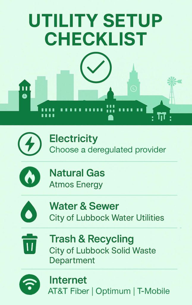 Utility Set Up Checklist for Lubbock