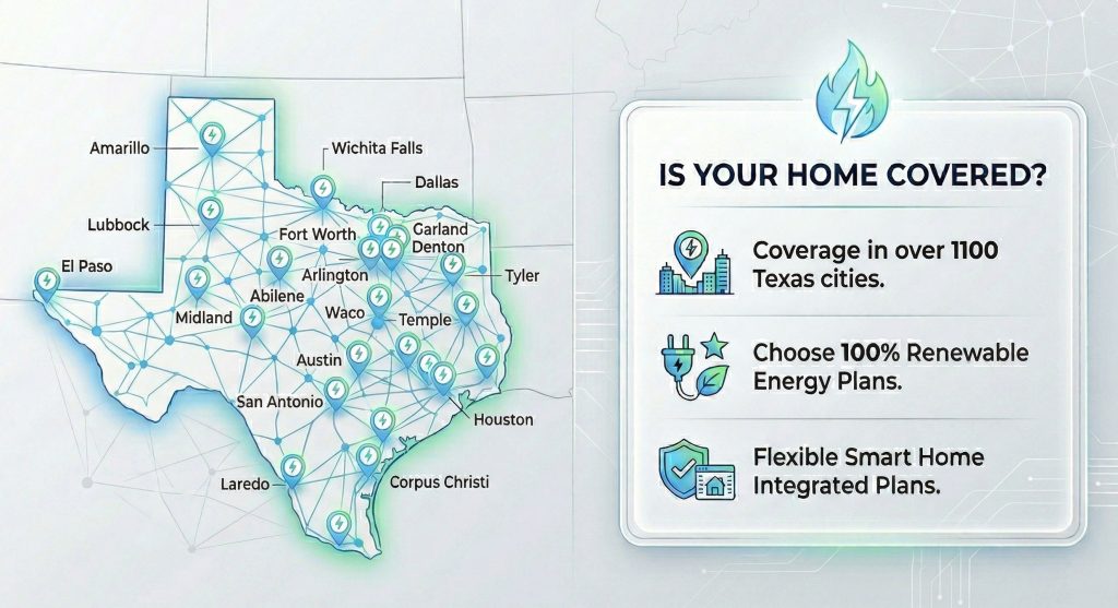Map showing Reliant Energy's service area