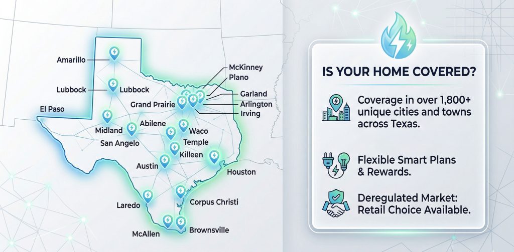 Map of TXU Energy Service Area