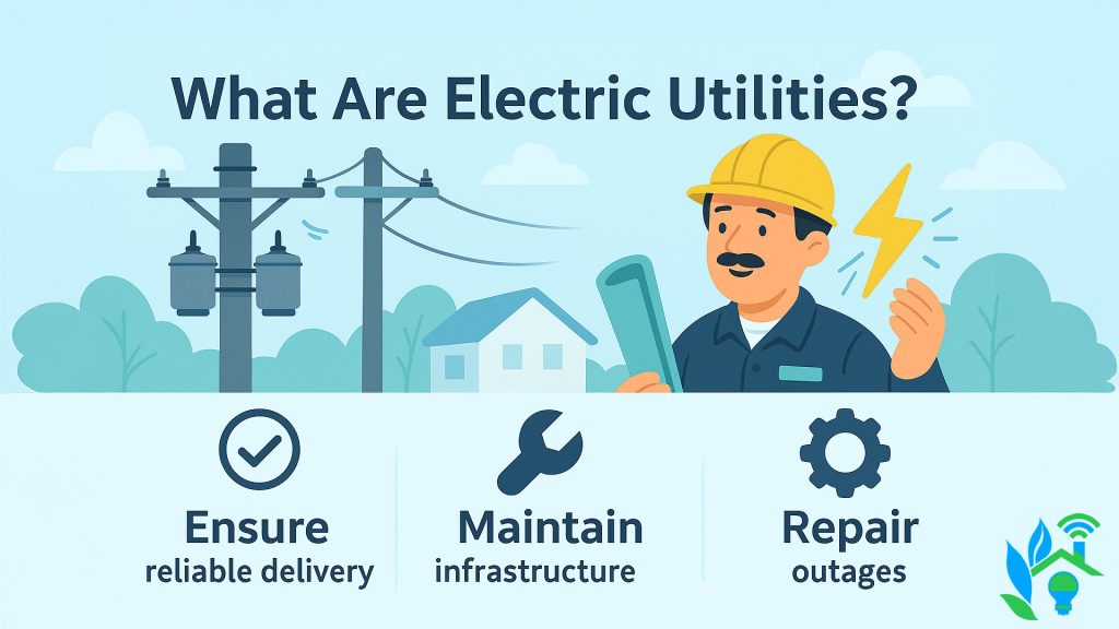 Electric utilities ensure reliable delivery, maintain infrastructure, and repair outages.