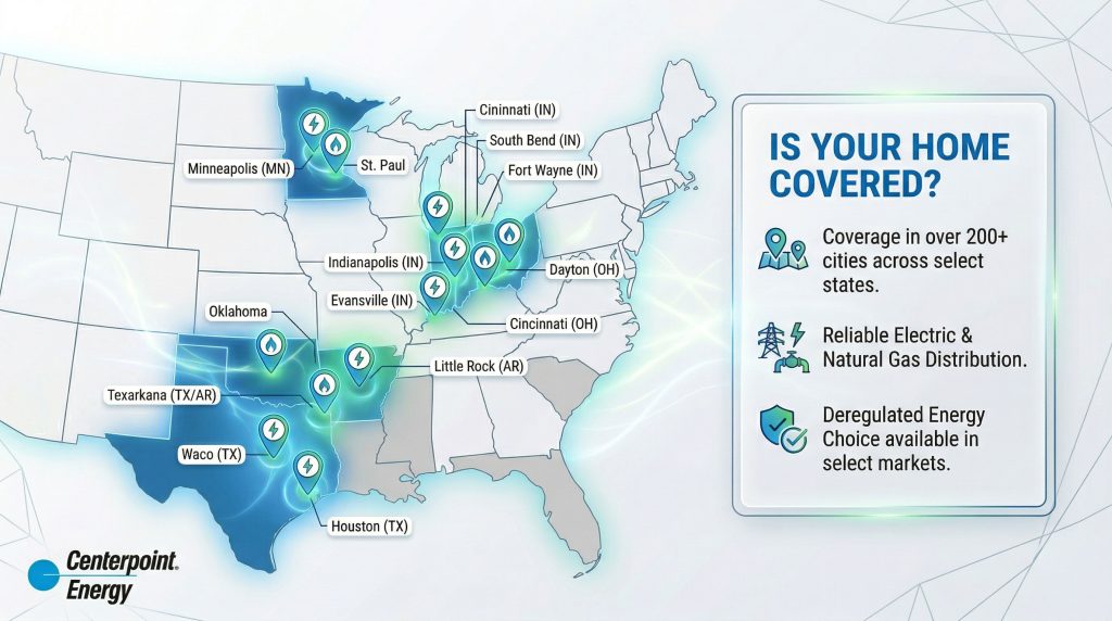 Map of Centerpoint Energy Service Area