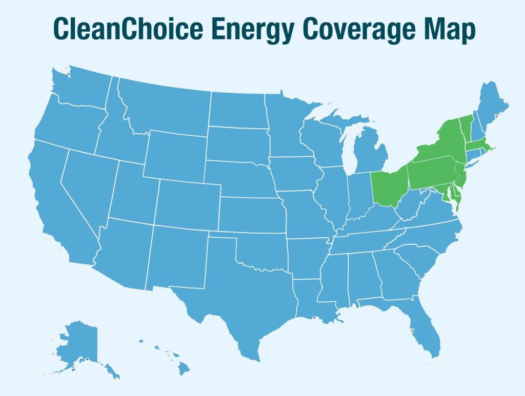 CleanChoice Energy Coverage Map