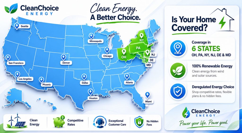 Map of CleanChoice Energy service area