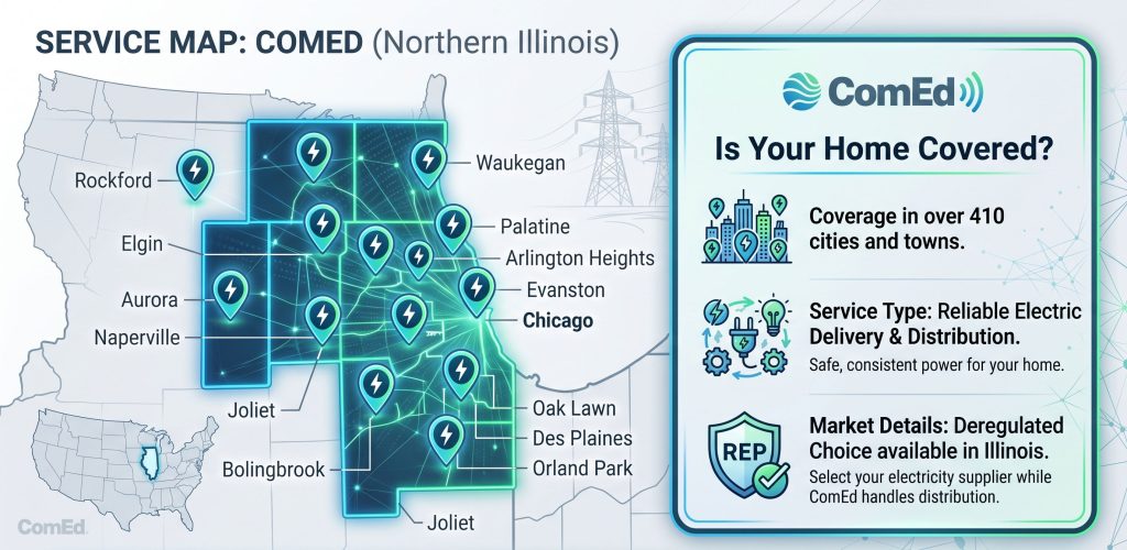 Map of ComEd Service Area in Illinois