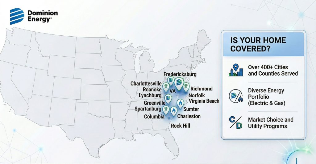Map Depicting the Coverage area of Dominion Energy