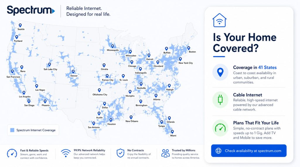 Map of Spectrum Internet Service Area