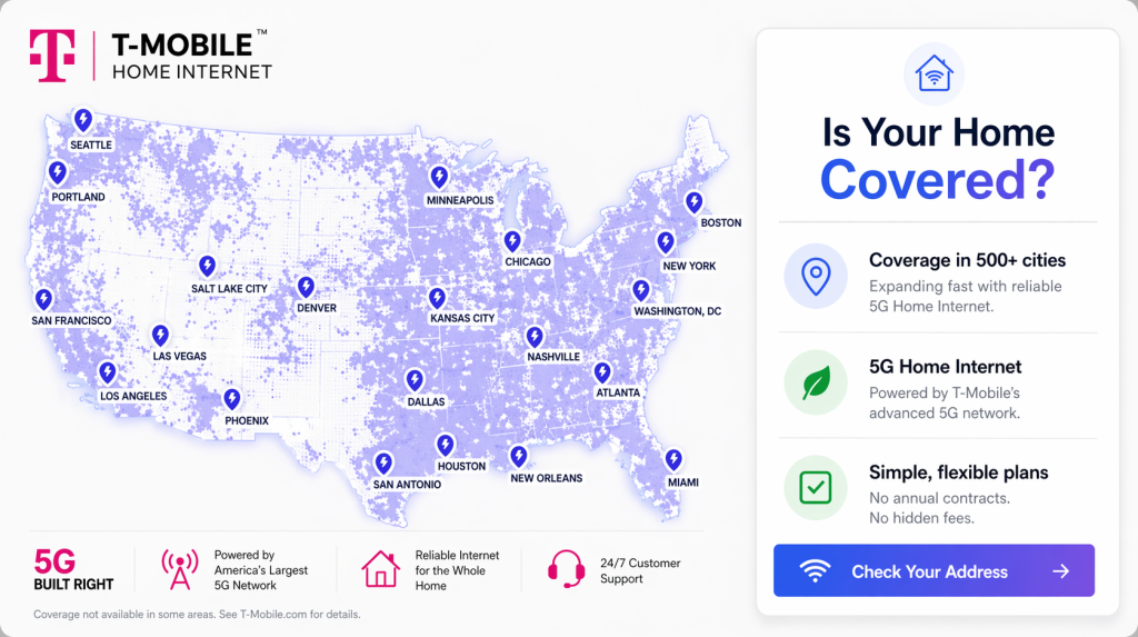 Map of T-Mobile Home Internet Service Area