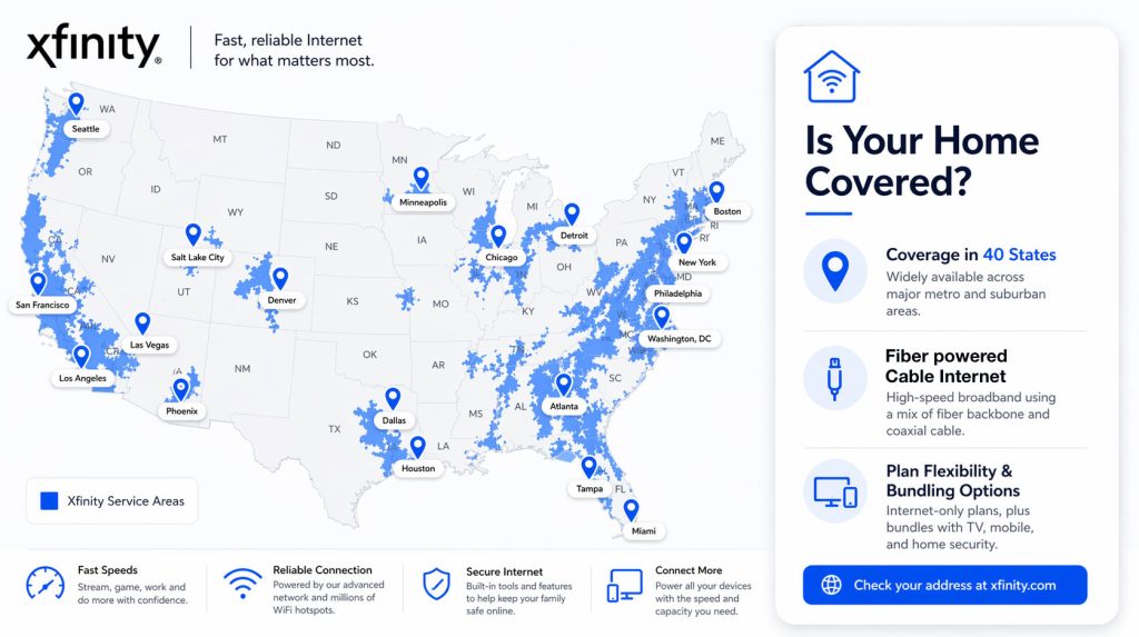 Map of Xfinity Internet Service Area