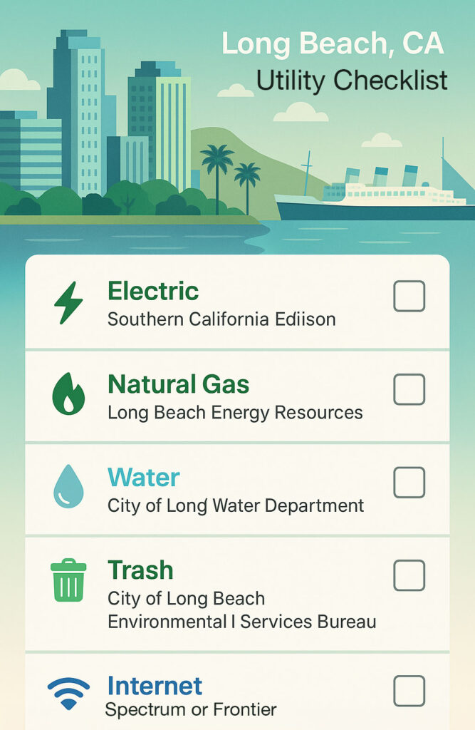 Checklist for setting up your home's utilities in Long Beach, CA