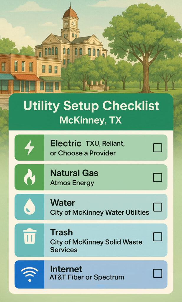 Checklist for setting up utilities for your home in McKinney, TX