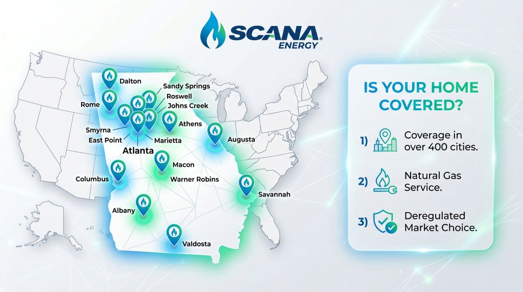 Map of SCANA Energy Natural Gas Service Area in Georgia
