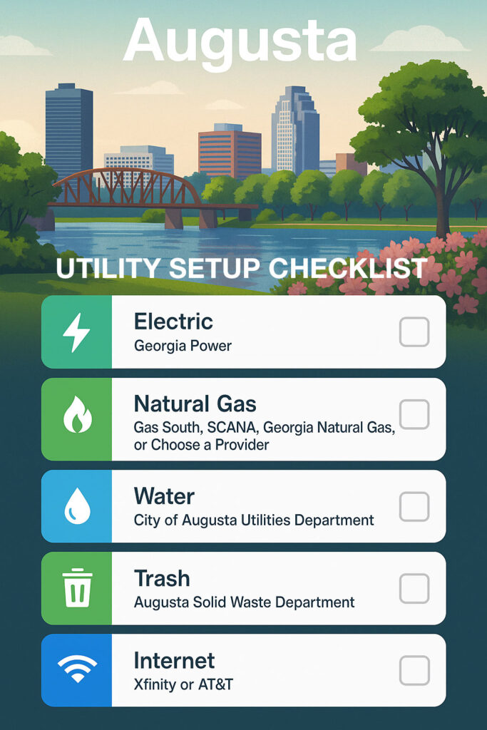 Checklist for setting up utilities in Augusta, GA