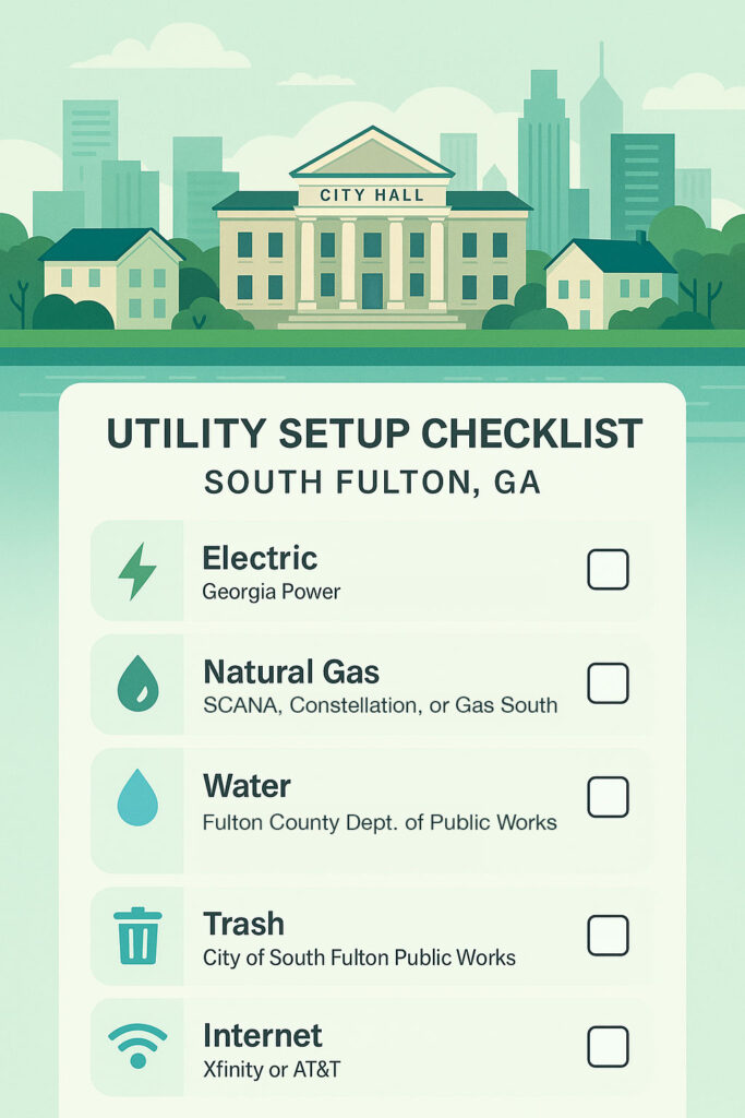 checklist for setting up utilities for your home in South Fulton, GA
