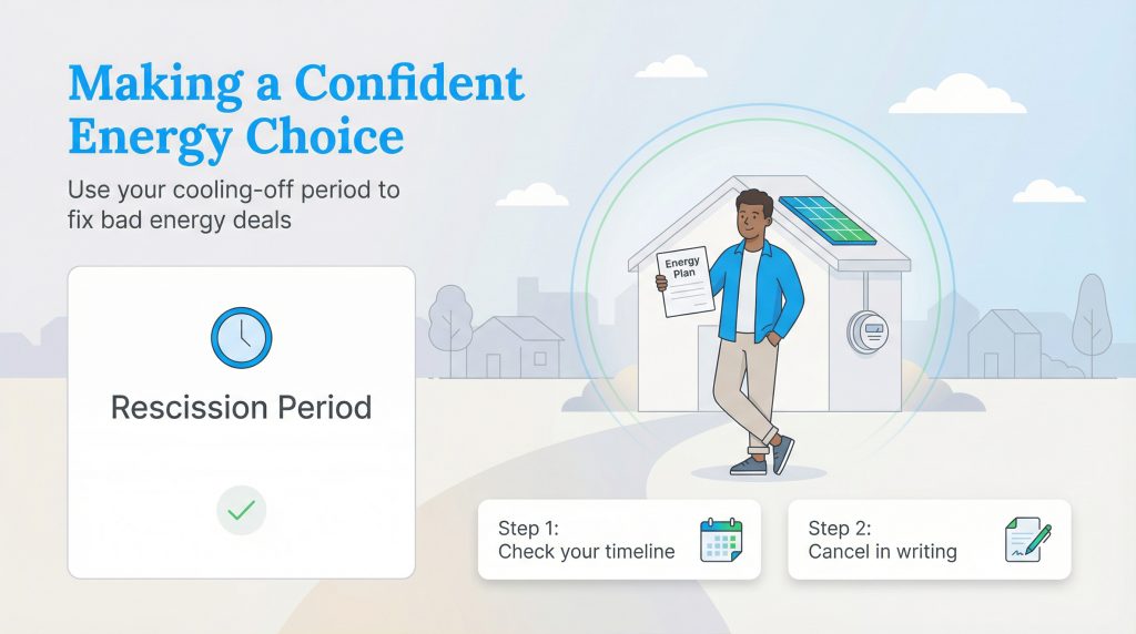 Guide to using an energy rescission period: check timeline and cancel in writing.