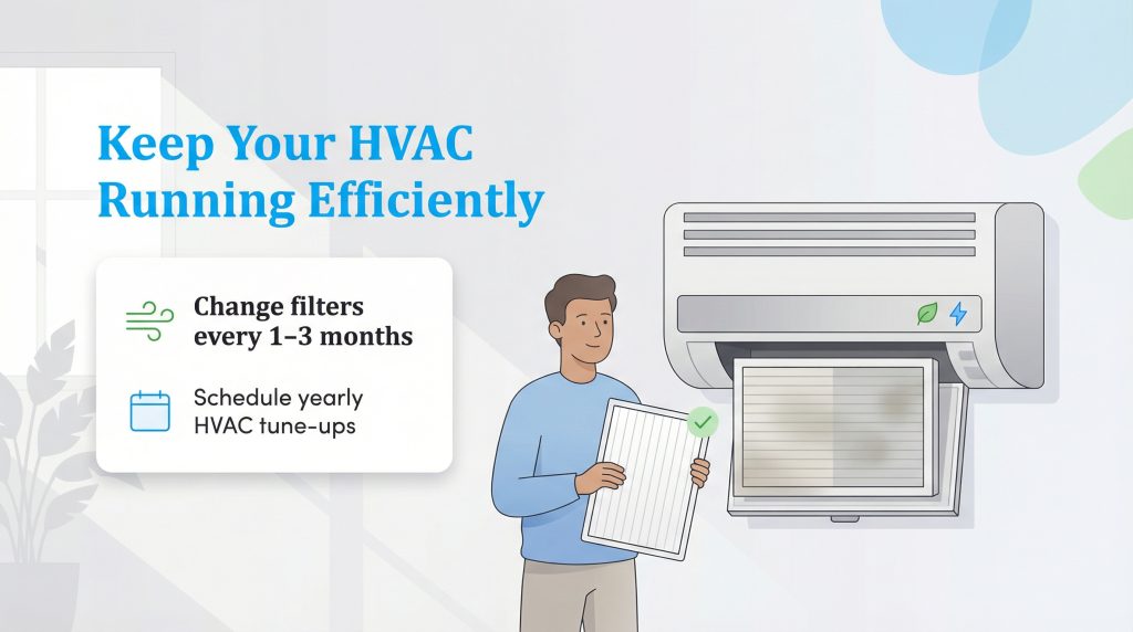 A man changes the filter of an HVAC unit to keep it running efficiently.