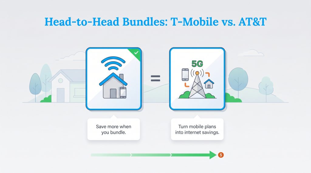 Infographic illustrating that bundling home internet with mobile plans results in cost savings.