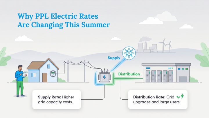Infographic showing how supply and distribution costs affect PPL Electric rates.