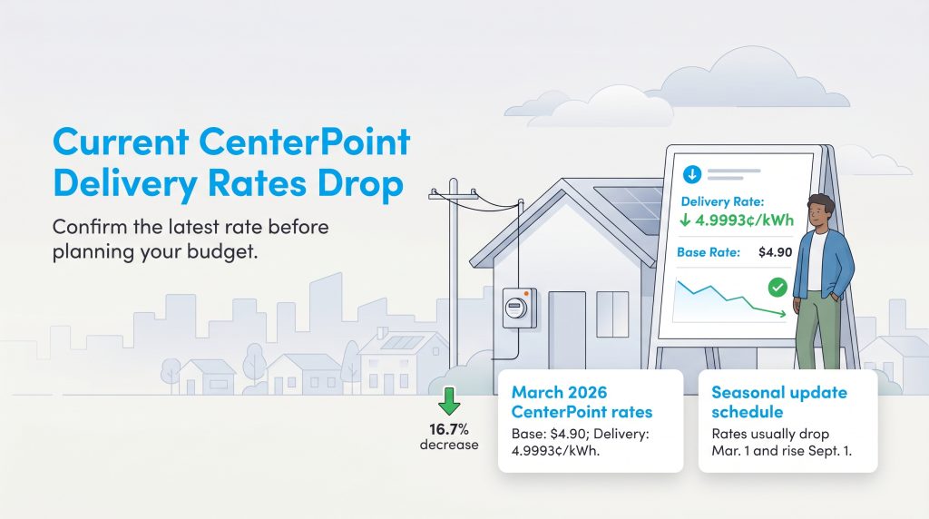 Infographic showing a 16.7% drop in CenterPoint delivery rates for March 2026.