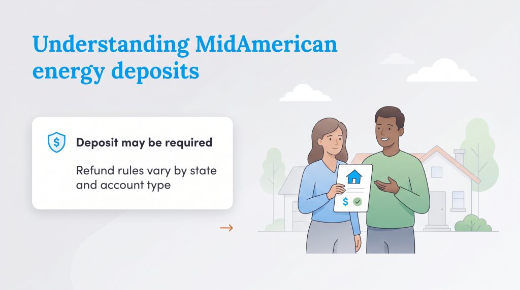 A couple reviews info stating MidAmerican Energy deposits may be required and refund rules vary.
