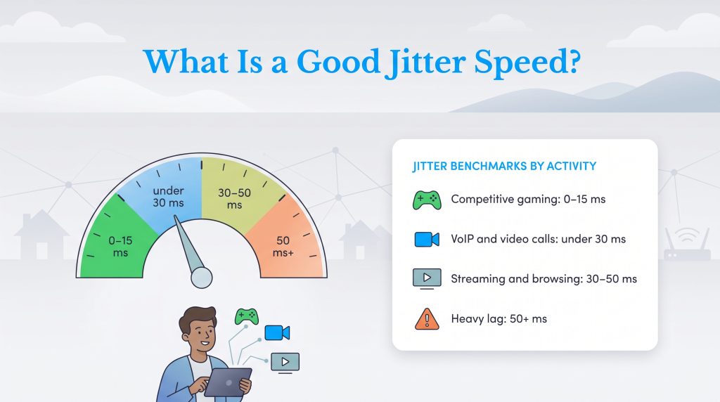Infographic with a gauge pointing to 
