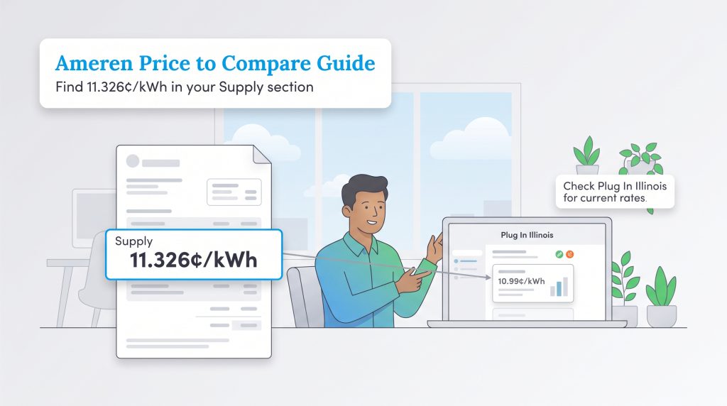 Guide to comparing Ameren supply rates with options on the Plug In Illinois website