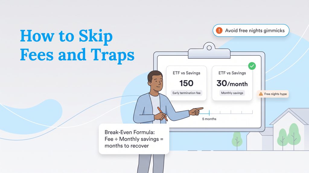 An illustration showing how to calculate the break-even formula for early termination fees.