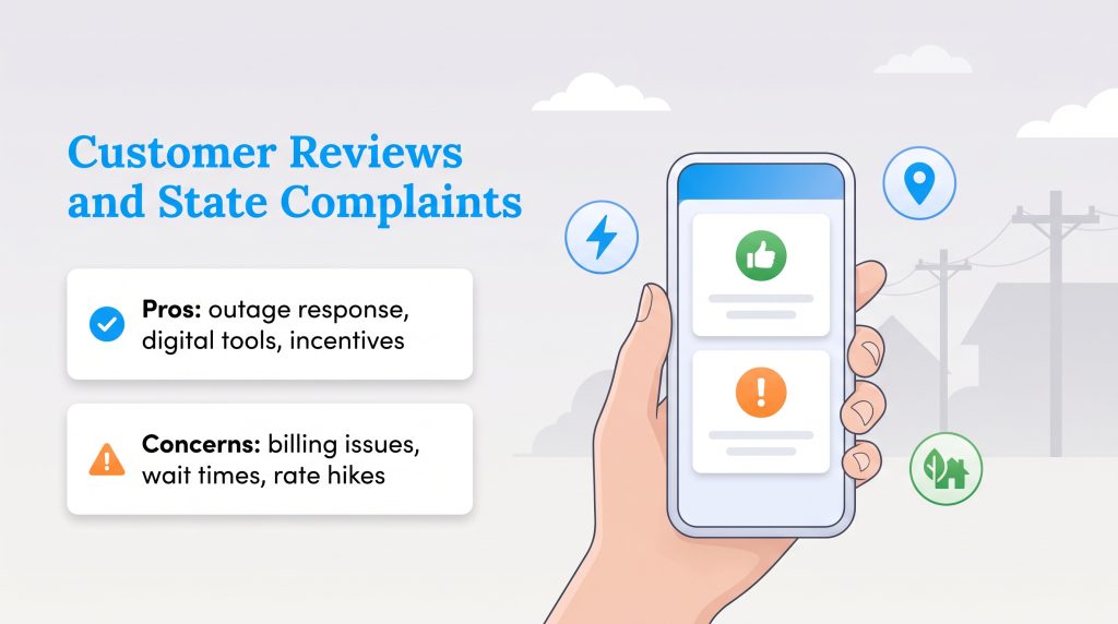 An infographic showing the pros and concerns of utility customer reviews.