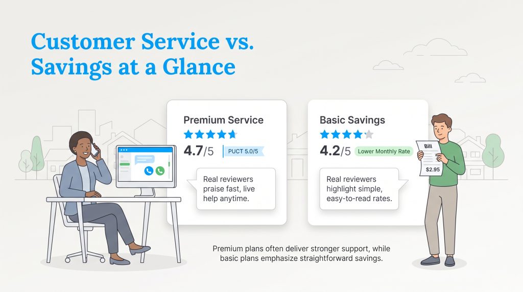 Comparison of premium plans offering higher support versus basic plans offering lower rates.