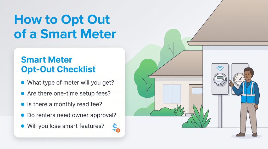 Checklist outlining key considerations before opting out of a utility smart meter.