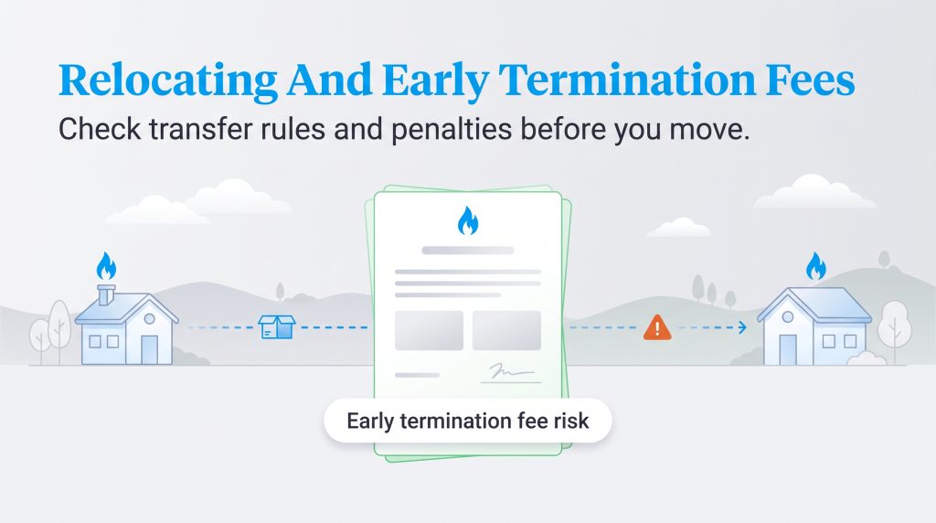 Illustration of early termination fee risk when transferring gas service to a new home.