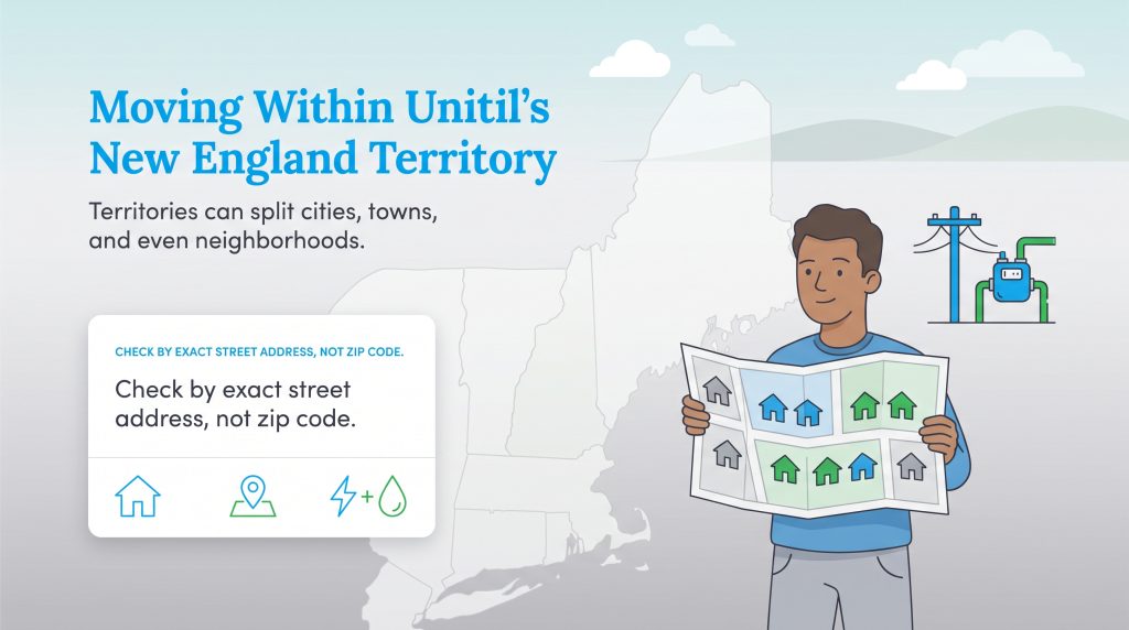 A person holds a map with text advising to check service by exact street address, not zip code.