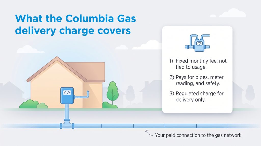 Infographic explaining the components of the Columbia Gas delivery charge.