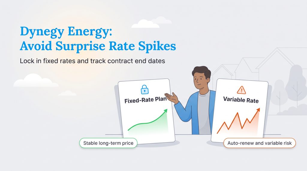 Graphic comparing a stable fixed-rate plan with a volatile variable-rate plan.